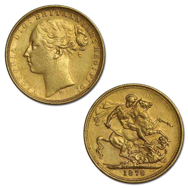 1878 Melbourne Victoria Young Head St George Gold Sovereign EF