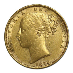 1878 Sydney Victoria Young Head Shield Gold Sovereign VF+
