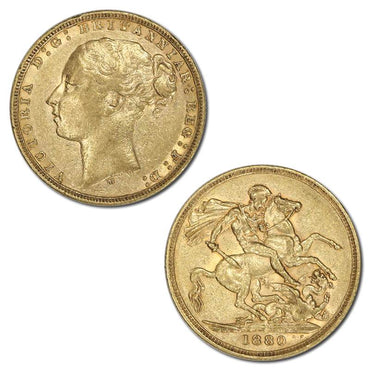1880 Melbourne Young Head St.George Gold Sovereign