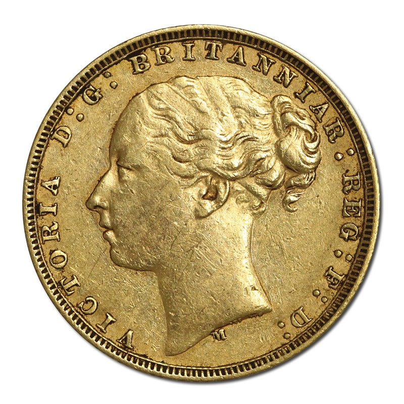 1880 Melbourne Young Head St.George Gold Sovereign nVF-VF