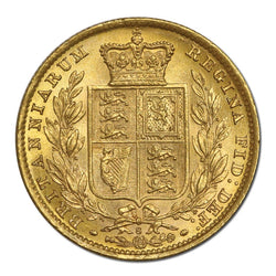 1880 Sydney Victoria Young Head Shield Gold Sovereign CHOICE UNC