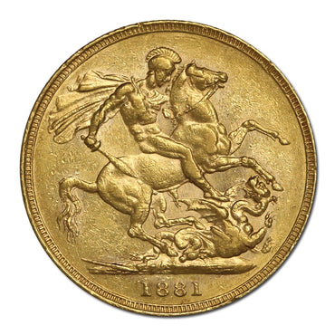 1881 Melbourne Victoria Y/H St George Gold Sovereign VF