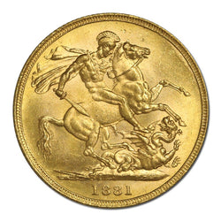 1881 Sydney St George Gold Sovereign 'THE DOURO CARGO'
