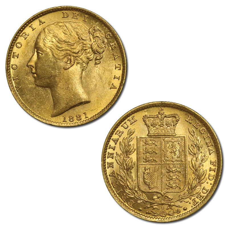 1881 Sydney Victoria Young Head Shield Gold Sovereign CHOICE UNC