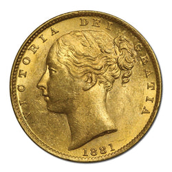 1881 Sydney Victoria Young Head Shield Gold Sovereign CHOICE UNC