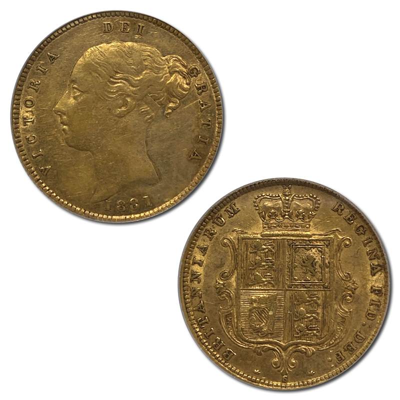 1881 Sydney Victoria Y/H Variety '1' Half Sovereign PCGS XF45
