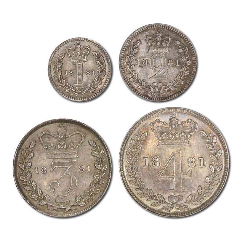 Great Britain 1881 Victoria Young Head Maundy Set