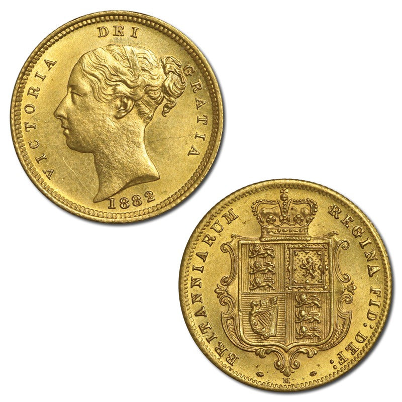 1882 Melbourne Victoria Gold Half Sovereign VARIETY TYPE 4 OBVERSE