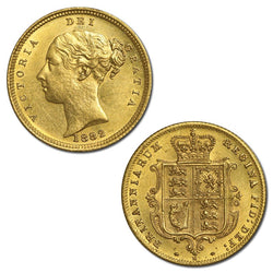 1882 Melbourne Victoria Gold Half Sovereign VARIETY TYPE 4 OBVERSE