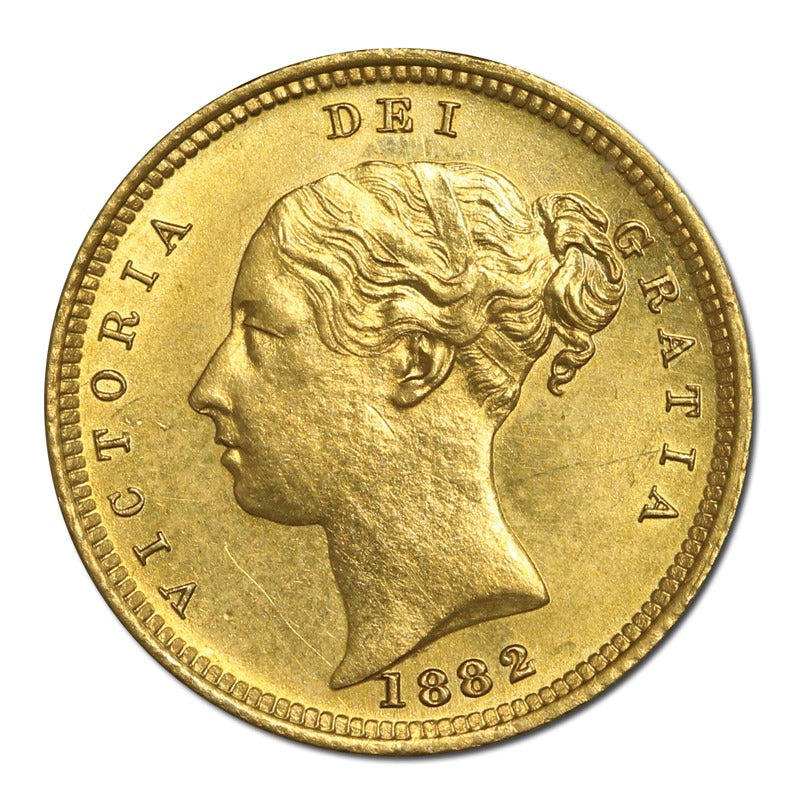 1882 Melbourne Victoria Gold Half Sovereign VARIETY TYPE 4 OBVERSE