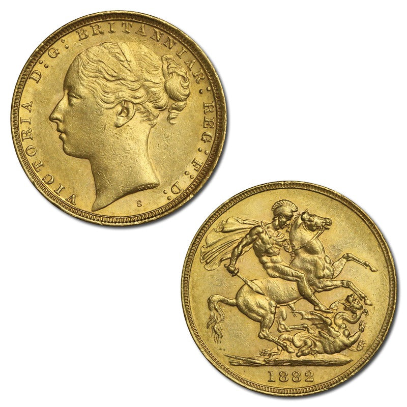 1882 Sydney Victoria Y/H St George Gold Sovereign EF