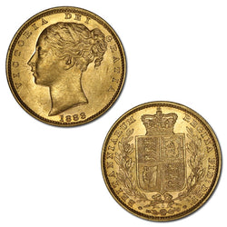 1883 Sydney Shield Gold Sovereign Lustrous UNC