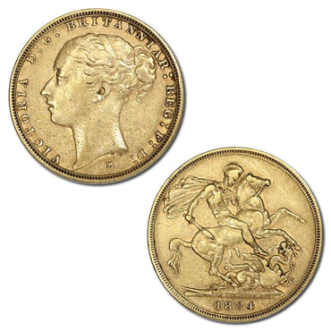 1884 Melbourne Victoria Young Head St George Gold Sovereign VF