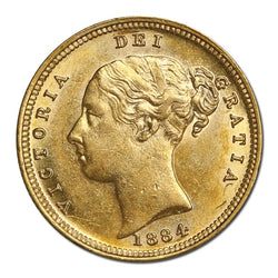 1884 Melbourne Gold Half Sovereign Lustrous nUNC