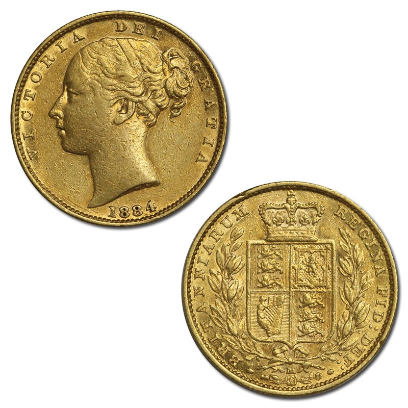 1884 Melbourne Young Head Shield Gold Sovereign VF