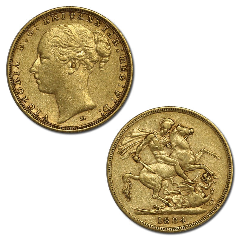 1884 Melbourne Victoria Young Head St George Gold Sovereign VF
