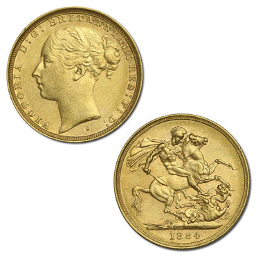 1884 Sydney Victoria Y/H St. George Gold Sovereign EF
