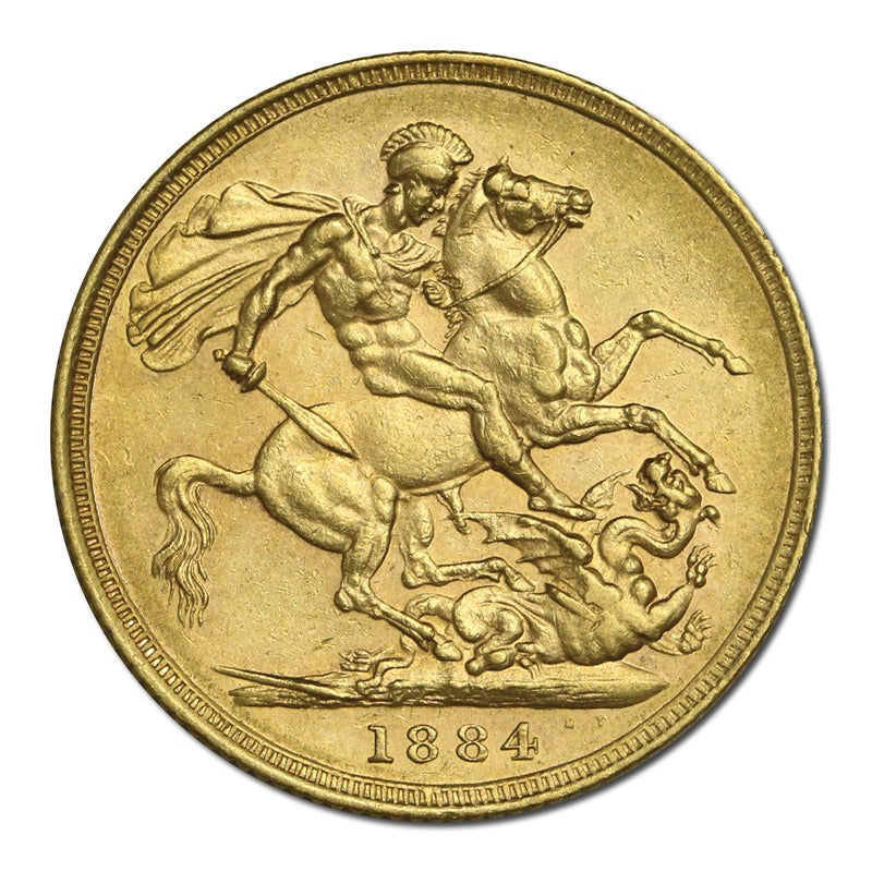 1884 Sydney Victoria Y/H St. George Gold Sovereign EF
