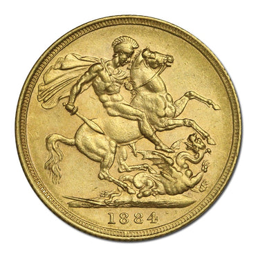 1884 Sydney Victoria Y/H St. George Gold Sovereign EF