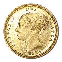 1884 Melbourne Gold Half Sovereign Lustrous UNC