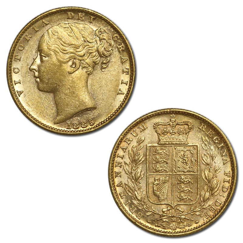 1885 Melbourne Victoria Y/H Shield Gold Sovereign EF