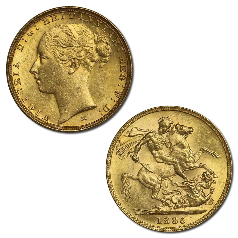 1885 Melbourne Victoria St George Gold Sovereign Lustrous UNC