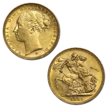 1885 Melbourne Victoria St.George Gold Sovereign Missing "BP"