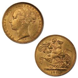 1885 Sydney Victoria Y/H St George Gold Sovereign PCGS AU58