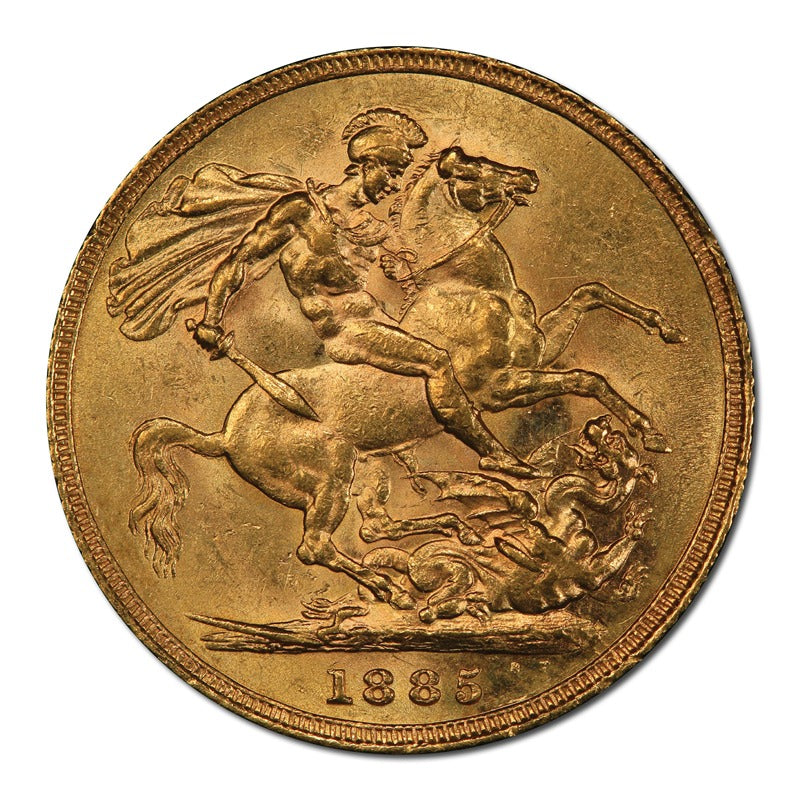 1885 Sydney Victoria Y/H St George Gold Sovereign PCGS AU58