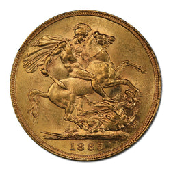 1885 Sydney Victoria Y/H St George Gold Sovereign PCGS AU58