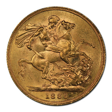1885 Sydney Victoria Y/H St George Gold Sovereign PCGS AU58