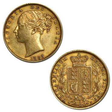 1885 Sydney Victoria Young Head Shield Gold Sovereign EF