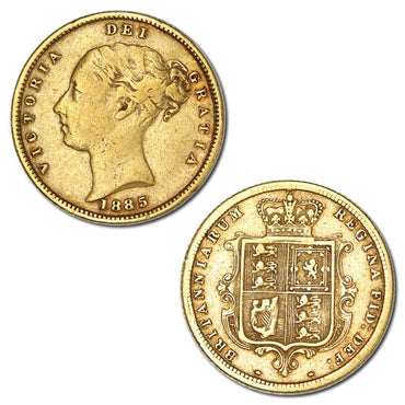 Great Britain 1885 Victoria Y/H Gold Half Sovereign