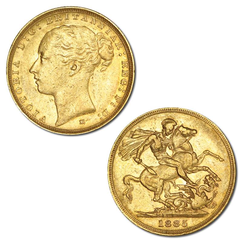 1885 Melbourne Victoria Young Head St.George Gold Sovereign