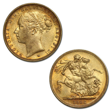 1886 Melbourne Victoria Y/H St.George Gold Sovereign EF