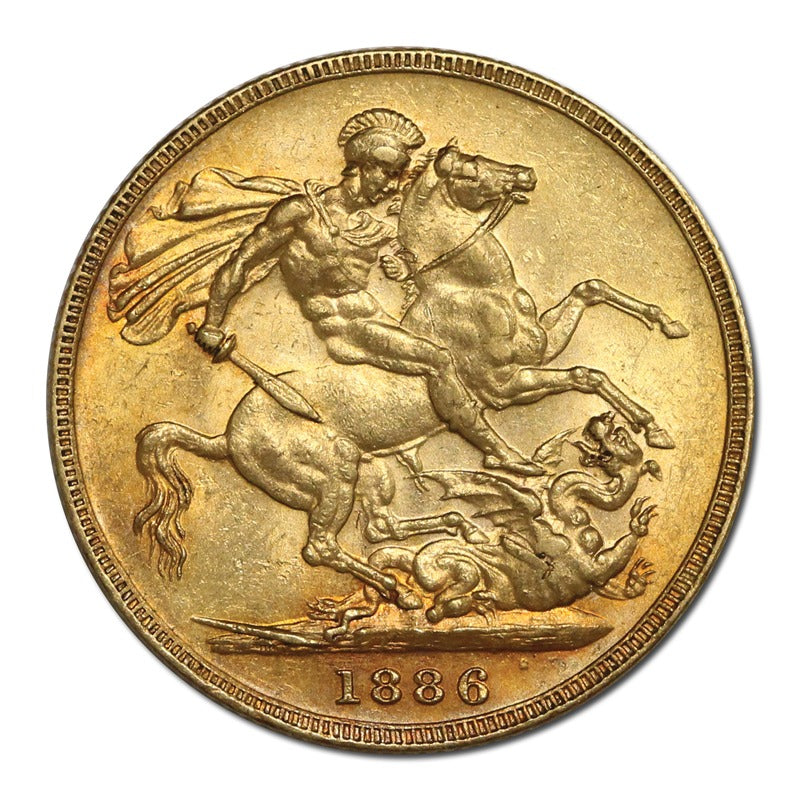 1886 Melbourne Victoria Y/H St.George Gold Sovereign EF