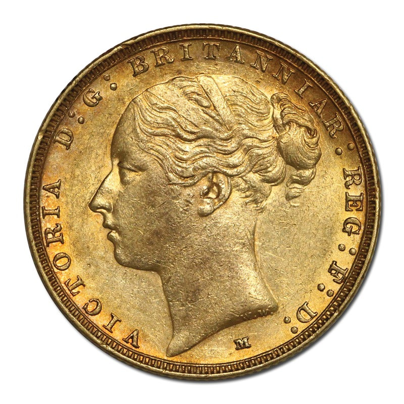 1886 Melbourne Victoria Y/H St.George Gold Sovereign EF