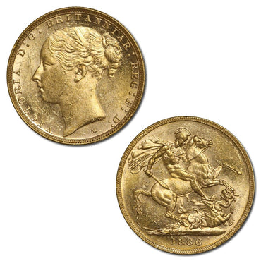 1886 Melbourne Victoria Young Head St.George Gold Sovereign