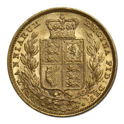 1886 Sydney Victoria Young Head Shield Gold Sovereign EF