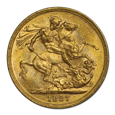 1887 Melbourne Young Head St George Gold Sovereign Lustrous UNC