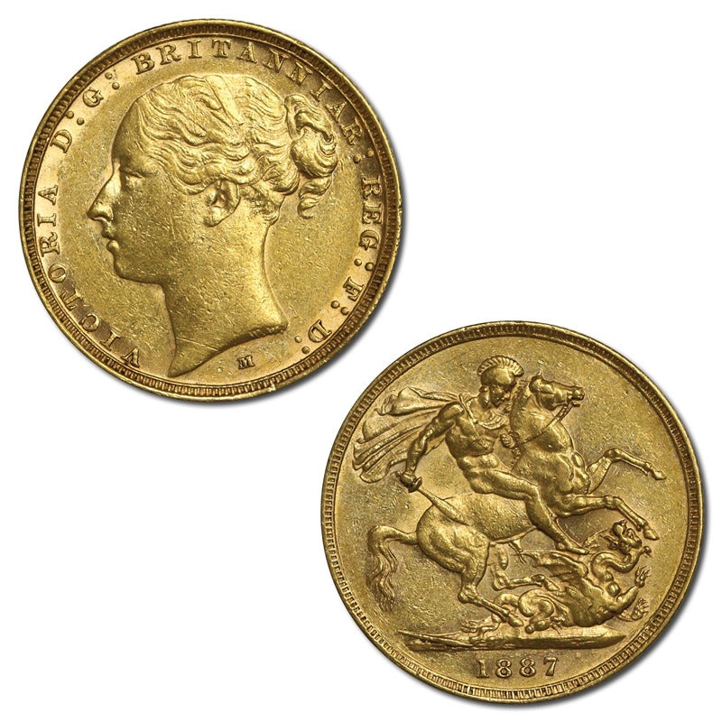1887 Melbourne Victoria Young Head St George Gold Sovereign VF