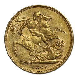 1887 Melbourne Victoria Young Head St George Gold Sovereign VF
