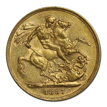 1887 Melbourne Victoria Young Head St George Gold Sovereign VF