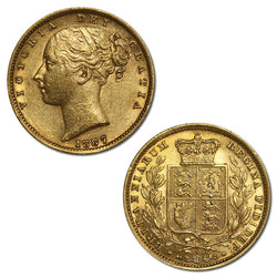 1887 Sydney Victoria Young Head Shield Gold Sovereign EF