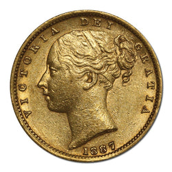 1887 Sydney Victoria Young Head Shield Gold Sovereign EF
