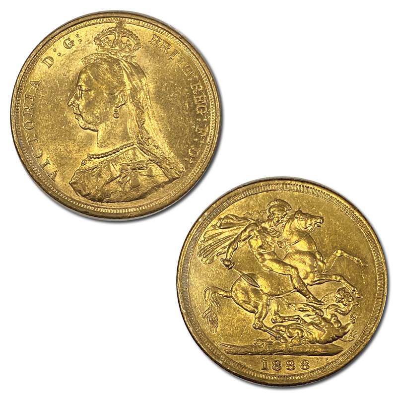 1888 Sydney Victoria Jubilee Head Gold Sovereign Lustrous nUNC