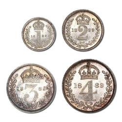Great Britain 1889 Victoria Jubilee Silver Maundy Set UNC
