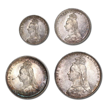 Great Britain 1889 Victoria Jubilee Silver Maundy Set UNC