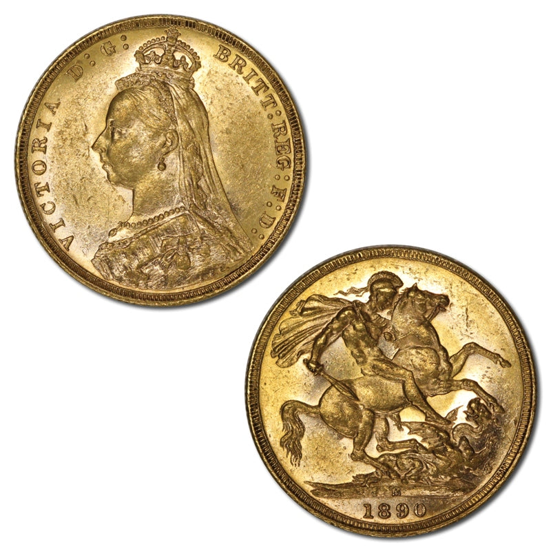1890 Melbourne Jubilee Head Gold Sovereign nUNC