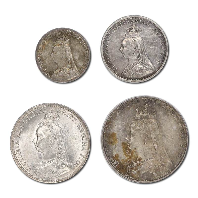 Great Britain 1891 Victoria Jubilee Head Silver Maundy Set